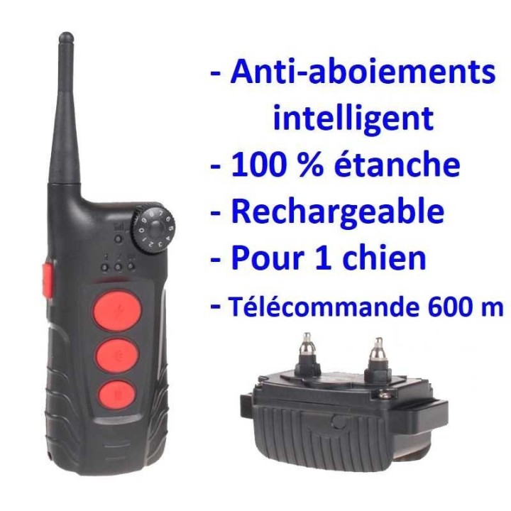 Collier Anti-Aboiements 9 Niveaux avec télécommande de dressage 600m